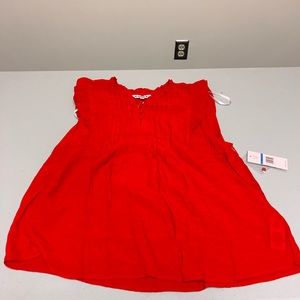 Nanette Lepore Top Womens Red Xl Short Sleeve Textured Lightweight Nwt 322